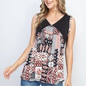 NEW Sleeveless Mixed Print Top M